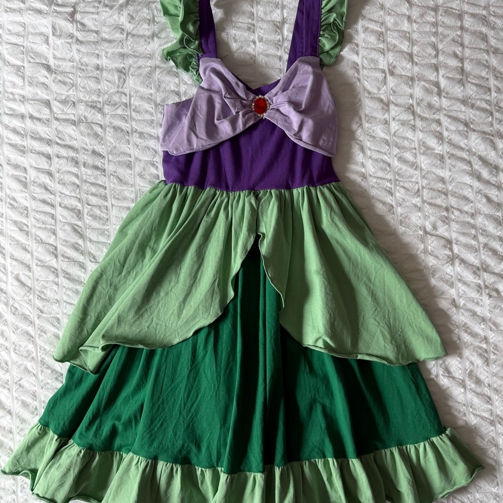 Only Little Once Kids mermaid Twirl Dress - Purple and Green